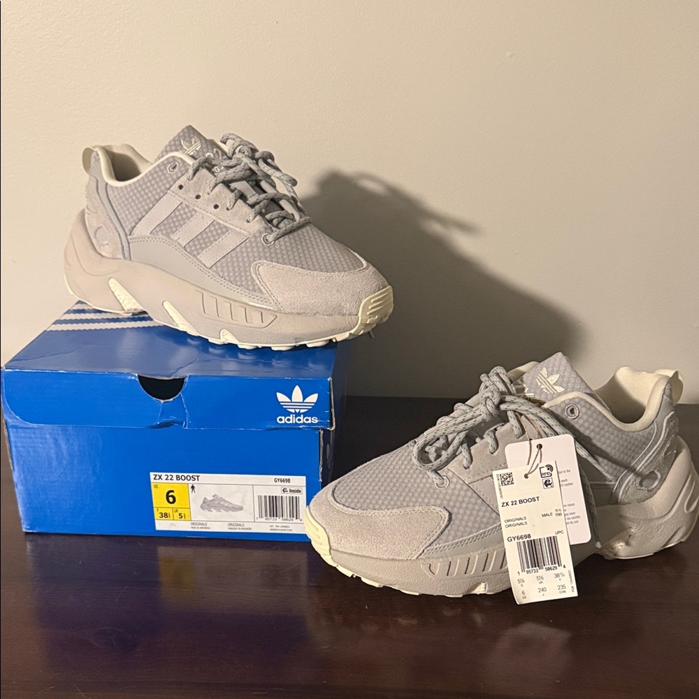 adidas Light Grey ZX 22 Boost Sneakers